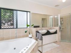 24 Bambusa Terrace Mt Sheridan QLD 4868 Forest Gardens – Side Access + One Neighbour This
fully air-conditioned 3 bedroom plus study home is ideally located
higher up in Forest Gardens and has only one neighbour. The tiled
spacious open plan living areas consists of dining, family and lounge
areas and adjoins the modern kitchen with dishwasher provision, electric
cooktop, rangehood, overhead cupboards, wall oven tower, large fridge
space and servery to the paved rear patio. All bedrooms are carpeted
with the huge main bedroom boasting walk-in-robe, ensuite with his and
her basins, separate corner spa and shower and private toilet while all
other bedrooms have built-in robes. Other features include double
door front entry, security screens, curtains and blinds, insulation,
electric hot water, internal laundry with linen, walk-in storage room,
main bathroom with combined shower and bath and remote double lock-up
garage. The fully fenced 650m2 yard has double gate side access to store
a boat or trailer with still plenty of room for a pool and kids to
play. Currently rented @ $370 p/w until 11/11/14