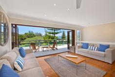 51 North Avoca Pde, North Avoca This quintessential family beach house is situated directly opposite
the surf and sand at North Avoca. Pine View is a comfortable pet
friendly house with filtered ocean views from its living spaces and main
bedrooms. Recently upgraded and freshly painted, Pine View is a relaxed
two storey holiday house which offers open plan spaces, two living
spaces each with a DVD player, two large entertaining decks, stunning
sea breezes and a huge yard for the kids or pets to play. This inviting
holiday house features a timber and beach theme throughout which adds to
its appeal. Enjoy a 10 minute walk along the sand to Avoca Beach where
you can enjoy a coffee or meal and take the kids paddle boating in the
lagoon. Pine View is a five minute drive to Terrigal beach, eateries and
shops and a 15 minute drive to Erina Fair shopping centre. On the upper
level master bedroom contains queen bed, built-in robe, deck access and
ocean views while bedroom 2 contains a double bed. On the lower level
bedroom 3 contains a queen bed, built-in robe and ocean views, bedroom 4
contains two single beds with built-in robes, while bedroom 5 contains a
tri-bunk bed.
Living space contains flat screen TV, DVD player, air conditioner, ceiling fans, views Kitchen contains a dishwasher, electric cook top, microwave, fridge, double sink Ample decks, one with sun lounge and views; other has gas BBQ, table setting for 10 Large fully fenced pet-friendly grassed yard; outdoor shower; close to cafes and shops Wi-Fi internet; ocean breezes; tasteful decor; laundry contains a washer and dryer Stylish bathrooms on both levels; main with combined bathtub/shower and toilet