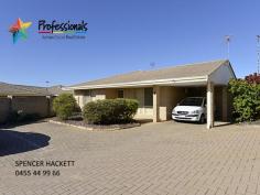 8/171 Goollelal Dr Kingsley WA 6026 $399,950 IDEAL DOWNSIZER OR INVESTMENT AT THE BEST PRICE IN KINGSLEY Villa - Property ID: 799756 This light and bright 3 bedroom villa is beautifully presented with nothing more to do except move in. Offering a rare opportunity to buy into a small group of whisper quiet villa's with low strata fees. Ideally located opposite Lake Goollelal & nature reserve you'll never be far away from nature. Set up for a low maintenance lifestyle with a small garden at the front and back with reticulation ready to go. This light & bright villa features: - Low maintenance lifestyle - Metres from a gorgeous park and Lake Goollelal - 3 generous sized bedrooms - 1 light & bright bathroom with a separate bath, shower and vanity. - Air conditioning - Kitchen diner with separate living room - Laundry with access to the back garden - Side access gate through to - Covered side courtyard - Rear courtyard - Covered car port and ample visitor spots - Be quick this unit is priced to sell! *BY APPOINTMENT ONLY* Print Brochure Email Alerts Features Built-In Wardrobes Garden Formal Lounge