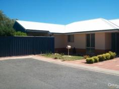 4/326 Senate Road Port Pirie SA 5540 $269,000 Modern home, 3 Bedrooms, easy care yards! If this sounds like you, look no further wait no longer. Here it is. This modern three (3) bedroom homette with fabulous fixtures and fittings has all you could want for a home or investment. Ducted reverse cycle refrigerated air conditioning provides year round comfort and the garage with automatic roller door and direct entry to inside make this the ideal home for those not wanting to spend their weekend in the garden. PROPERTY DETAILS $269,000 ID: 376852 Zoning: Residential