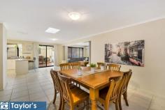 4 Stonewall Pl, Greenwith SA 5125 $550,000-$579,000 This attractively rendered and immaculate, large four-bedroom family home is located in the popular suburb of Greenwith and has been carefully maintained throughout and is situated on an easy to care for low maintenance allotment. The home is set amongst other quality homes and with an extensive list of features and 3 living areas, the property is sure to impress and ticks all the boxes. As you enter the home you are greeted with a neutral decor that flows throughout the home. The first room you come to is the large formal living, which straight away catches the eye, and this leads onto the core of the home that is an impressive and spacious open plan living area that incorporates a well-equipped modern kitchen consisting of stainless steel appliances including gas cooking and a dish washer, ample bench and cupboard space and also a bay window, this overlooks the casual meals/family and games room. 4 bedrooms are ready made for the established family with the master bedroom containing an ensuite and walk-in-robe, the other 3 bedrooms have the convenience of having built -in-robes. The modern 3-way bathroom with separate vanity and linen press, is centrally located to service the bedrooms and living areas. The home is temperature controlled all year round and features, reverse cycle air conditioning, ducted evaporative cooling and gas heating. There is a combination of floor coverings with large hard wearing floor tiles to the open living and main traffic areas, carpet to the bedrooms and formal living area. All your outside entertaining needs are will be taken care of by way of a spacious pitched roof, decked entertaining area which is one of the main features of the home, there is also an adjoining pitched roof paved pergola that doubles as an additional entertaining area and has gated access allowing a 3rd parking area for your boat, trailer etc. A large double carport under the main roof with remote control roller doors to keep your car safe and out of the weather, there is also the convenience of internal access to the home. Features at a glance; • Built by Fairmont Homes in 2002 • 3 living areas • 4 Bedrooms • Master with walk-in-robe and ensuite • Built-in-robes to other 3 bedrooms • Modern kitchen with stainless steel appliances • Large family, meals and games room • Separate formal living area • Main bathroom with a separate vanity • Huge undercover and decked entertaining area • Double carport under main roof with auto roller doors • 3rd undercover paved parking area • Reverse cycle aircon, ducted evaporative cooling, gas heating • Gas hot water • Hard waring floor tiles to main traffic areas • Low maintenance gardens This is a quality offering with great entertaining for family and friends, call now to view…..