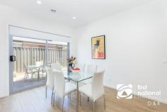 1/19 Norwood Street Albion VIC 3020 This beautiful and stylish townhouse has been designed maximizing light and space, epitomizing modern living. Nestled at the front of a brand new complex with only 3 in a block, it is a peaceful and private place to come home to. Spacious kitchen with stone benchtop adjoining living and separate dining. Three bedrooms with built in robes are serviced with spacious central bathroom including bath and shower, plus 2 separate toilets. Featuring all the hallmarks of a quality investment such as ducted heating, evaporative cooling, roller blinds, water tank, low maintenance backyard, garage plus additional parking on separate driveway, this property offers exceptional value for money.