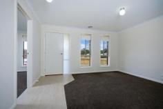 3 Muster Ct Thurgoona NSW 2640 $389,000 Located in a quiet court of a prestigious Thurgoona estate and surrounded by quality homes, this brand new Hotondo Home is set on 500m2 with views of the golf course from the front yard. Tastefully decorated in neutral colours, this home comprises 3 double bedrooms, main with walk in robe and ensuite and built-in robes to the remainder. Featuring a modern kitchen with gas cooktop, dishwasher and pantry adjoining the open plan family room and meals area. The main bathroom with shower, bath and separate toilet are central to the 2nd and 3rd bedrooms as well as the laundry with linen cupboard. Entertaining areas are completed by a formal front lounge and open air alfresco while year round comfort is provided by ducted cooling and heating throughout. Additional features include remote double lock-up garage with internal access, easy maintenance landscaped gardens and fully fenced backyard, side access with secure parking for boat/caravan or shed, 2700L water tank plus additional parking space large enough to accommodate a truck. Inspection will impress! Disclaimer: All care has been taken in compiling these particulars, but the vendor and their agents do not guarantee the details and cannot accept responsibility for errors or misdescriptions if any. Intending purchasers should satisfy themselves as to the correctness of details.