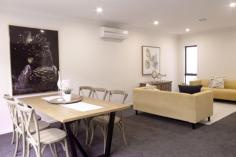 82 AMADEO WAY CHIRNSIDE PARK VIC 3116 $570,000 - $627,000 A brand new ultra-modern three bedroom residence has become available and is perfect for couples, downsizing, first home buyers and investors alike! Located within the community of The Gardens in the heart of Chirnside Park, this two storey residence features generous sized bedrooms, a secure single garage and a private garden area with shed storage. Features Include - Large open gourmet kitchen featuring mirrored splash backs, stone benchtops, wood finished cabinetry, quality stainless steel appliances, natural gas cook top, electric oven, dishwasher and an abundance of cupboard space - Three incredibly spacious bedrooms, two with built-in wardrobes and the master with walk-in wardrobe and stunning full ensuite - Bathrooms complete with quality stone bench tops, hand-crafted designer vanities and a guest powder room - Spacious open plan living area downstairs leading to a private landscaped back garden - High ceilings, large windows and glass sliding doors maximizing natural light - Air Conditioning and Gas Ducted Heating Throughout - Single remote garage - European Laundry - NBN ready fittings This stunning property is located at the footsteps of the Yarra Valley with its plentiful wineries and attractions, yet offers absolute convenience with all the amenities Chirnside Park provides with shops and schools only moments away from home!