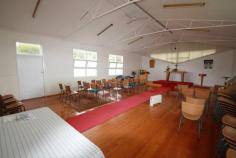 68-72 Henty Street Coleraine VIC 3315 $80,000 Spcaious hardiplank building situated on approx 1 acre block Polished timber floors and carpet in main hall and other rooms Full kitchen with servery to main hall Another small room off to the rear – could be used as a bedroom Entrance hall Toilet block located at rear of main building Rain water tank..