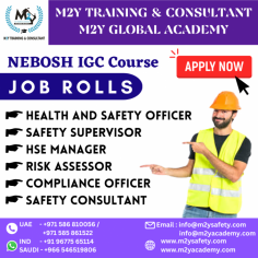  M2Y Global Academy offers the NEBOSH IGC course, a globally recognized qualification for health and safety professionals. This comprehensive course covers risk assessment, accident investigation, fire safety, and emergency planning, enhancing career prospects and demonstrating commitment to maintaining safe working environments. 