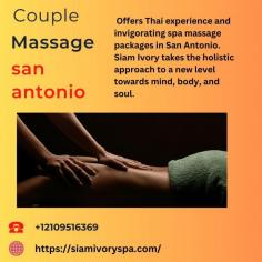   Offers Thai experience and invigorating spa massage packages in San Antonio. Siam Ivory takes the holistic approach to a new level towards mind, body, and soul. Using a synergistic blend of therapeutic and rejuvenation treatments based on traditional Thai spas, Siam Ivory’s professional spa and massage therapists provide an all-inclusive and relaxed experience. 