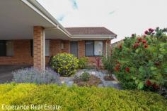 1/5 Randell Street Esperance WA 6450 $290,000 Get ready for a simpler life with this perfect strata unit for over 55’s located within a double-brick complex and positioned along the outer perimeter, offering street frontage. The lounge is equipped with air conditioning and a gas bayonet for heating and Includes a dining nook for cozy meals. Features a beautiful modern kitchen with essential amenities. including wall oven and microwave recess, whilst ample storage cupboards ensure organized and clutter-free space. Includes a filtered water tap direct to kitchen sink. Updated floor coverings enhance the aesthetic appeal and functionality of this unit and include vinyl strip flooring which offers durability and easy maintenance. while carpet in the main bedroom provides warmth and comfort. Semi-enclosed rear patio offers a private outdoor area for relaxation and there is even a small garden shed for storage. Single carport provides for one vehicle.