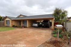 8 Hart Place Castletown WA 6450 Welcome to this family friendly home, boasting a formal lounge area at the entrance, delicately separated by a nib wall for added sophistication. The light-filled and expansive open plan living space seamlessly integrates the kitchen, family, and meals area, providing a comfortable and inviting environment for everyday living and entertaining. This residence comprises three bedrooms, each equipped with built-in robes featuring mirrored doors, offering ample storage and convenience. The semi-ensuite bathroom includes bath, separate shower and vanity. Enjoy year-round comfort with ducted reverse cycle air conditioning and heating throughout the home, ensuring a pleasant atmosphere regardless of the season. Ethernet cabling and strategically placed TV points cater to modern connectivity needs. Step outside to discover the impressive entertaining size Ecodeck, complemented by a high pitched gable roof, perfect for hosting gatherings or simply unwinding outdoors. The sizable backyard offers space for relaxation and recreation, complete with a convenient garden shed for storage needs. Parking is a breeze with a double carport, providing shelter for vehicles. Families will appreciate the proximity to a nearby primary school, offering convenience and ease for daily routines. Nestled in a limited traffic cul-de-sac, this property offers peace and privacy, creating a serene haven to call home.