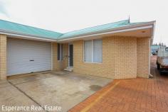 3/16 Randell Street Esperance WA 6450 $470,000 This delightful 3 bedroom, 1 bathroom unit is perfect for first-time buyers, retirees or anyone seeking a serene coastal lifestyle nestled within the town limits – only 400m to Shopping Centre and 450m to Esperance Hospital. This property offers an exceptional opportunity to own a piece of paradise in one of Western Australia’s most beautiful localities. Open plan living on entry with galley style kitchen offering wall oven, gas hob and double door pantry. Three well-appointed bedrooms including robes. This home features timber plank flooring to high traffic areas, tiled kitchen, bathroom and laundry and carpeted bedrooms. Bathroom enjoys two way access. Enjoy the outdoors on your 229 sqm block, which offers a paved yard for easy maintenance. The property also features a single carport, providing secure parking.