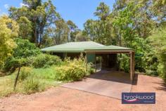 3 Tee Ave Mundaring WA 6073 $850,000 A rare chance to claim almost an acre of established gardens in the heart of Mundaring village, where towering gums and mature plantings create a private world just moments from cafes, shops and schools. 3 beds 1 bath 2 WCs 1994 cedar and iron Airy open floor plan Formal dining room OP kitchen lounge Wrap deck verandah Big under croft space Scheme water & retic 3693 sqm hidden lot Magic in Mundaring The sense of arrival here is immediate. A long driveway moves through layered gardens before delivering you to a cedar home that seems to float among the trees. This is proper privacy – the kind that makes you forget the village centre is just a five-minute walk away. You could be deep in the hills, yet the bakery, supermarkets and coffee are all within easy reach. The home presents a straightforward floor plan that works well for daily life. A central hallway provides clear separation between living spaces and the bedroom wing, with the formal dining room occupying an elevated corner position that places you in the canopy. Morning light filters through established trees, and the room feels more treehouse than traditional dining space. The kitchen is practical rather than showy, fitted with a freestanding oven, dishwasher and a servery window that maintains connection to the dining room. From the carpeted lounge room, a sliding door opens to the front deck – a generous space that becomes an extension of the living area in the warmer months. The reverse-cycle air conditioning handles summer heat, while the mature trees provide natural cooling and the dappled shade that makes outdoor living enticing. The bedroom wing is sensibly arranged. Two bedrooms share the family bathroom, with the current principal bedroom benefiting from split system air conditioning and a ceiling fan. The adjoining powder room can also be accessed via the deck, a detail that proves its worth when you’re entertaining or working in the garden. The first bedroom connects to a spacious storeroom with a dropped floor – a ready-made opportunity for conversion to a second bathroom if that suits your needs. A walk-through laundry with a separate toilet completes this section of the home, and those two double linen presses in the hallway solve the eternal storage question. But step outside, and the real story unfolds. Almost 3,700 square metres of gardens wrap around the house in layers – a mix of native eucalypts, established exotics, fruit trees and the remnants of structured garden beds. The bones are excellent. This was clearly a considered landscape in its day, and while it needs attention now, the framework remains. You can see the potential garden rooms, imagine the restored vegetable beds, picture the fruit trees producing again. The reticulation system is already in place for sections of the garden, and scheme water is connected. This is the kind of property where children create elaborate games among the trees, where you spend weekends gradually bringing order to the wilder sections, and where the undercover area beneath the house suggests possibilities for a workshop or studio space. Friends arrive for lunch and stay until evening, drawn by the atmosphere of seclusion and the novelty of finding such expansive grounds so close to everything. The location delivers genuine convenience – walking distance to the village means less time in the car and more time at home. Mundaring Primary School sits nearby, with Parkerville Steiner schools or Helena College for secondary education. Midland is a 20-minute drive for major shopping and services, the airport is 35 minutes away, and Perth CBD is accessible in around 45 minutes. Yet the property feels entirely removed from the chaos of suburbia.