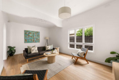24 Holmes St Brunswick East VIC 3057 $1,350,000 - $1,450,000 Expressions of Interest Closing Monday 31 August at 12pm Timeless charm meets contemporary flair Beyond the captivating facade, this classic Californian Bungalow combines a flexible floorplan with first-class features to deliver a ready-to-enjoy family lifestyle – all in a wonderfully convenient Brunswick East neighbourhood. Filled with natural light, the tastefully enhanced interior comprises three large bedrooms all sharing a modern bathroom and additional (2nd) WC. Underscoring its adaptable design is the inclusion of a sizeable central lounge and open dining/living area to the rear accompanied by a well-appointed kitchen with Ariston cooking appliances (900mm) and dishwasher. Split-system heating/cooling, double-glazing and HRV (heat recovery ventilation) system all add to the appeal, along with high ceilings, stylish engineered floors, keyless entry and modern laundry. Step outside to discover a large alfresco entertaining deck looking out to the wonderfully private backyard garden, plus a spacious studio/home office and front off-street parking space. A short stroll to the tram stop along with Allard Park and Merri Creek trails, it’s also close to Lygon Street cafes, bars and restaurants, as well as easy access to schools (zoned to Brunswick East PS and Northcote HS), kinder/childcare providers and the buzz of Sydney Road.